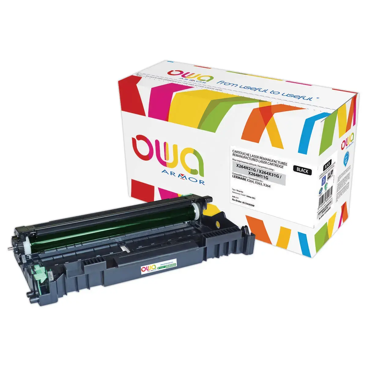 Toner &eacute;q. Lexmark X264H21G, X264H31G, X264H11G - Haute capacit&eacute; - Noir - OWA photo du produit