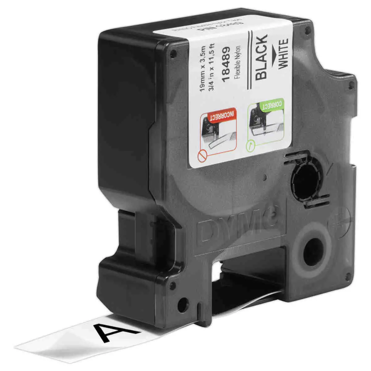 Ruban RHINO DYMO 18489 - 5,5 m x 19 mm - Texte noir sur fond blanc photo du produit