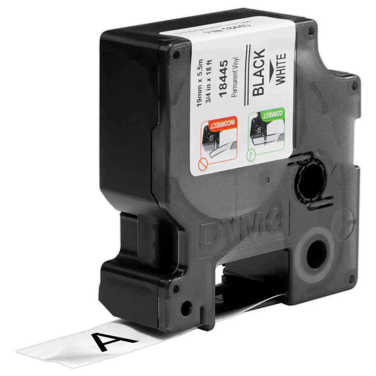 Ruban RHINO DYMO 18445 - 3,5 m x 19 mm - Texte noir sur fond blanc photo du produit