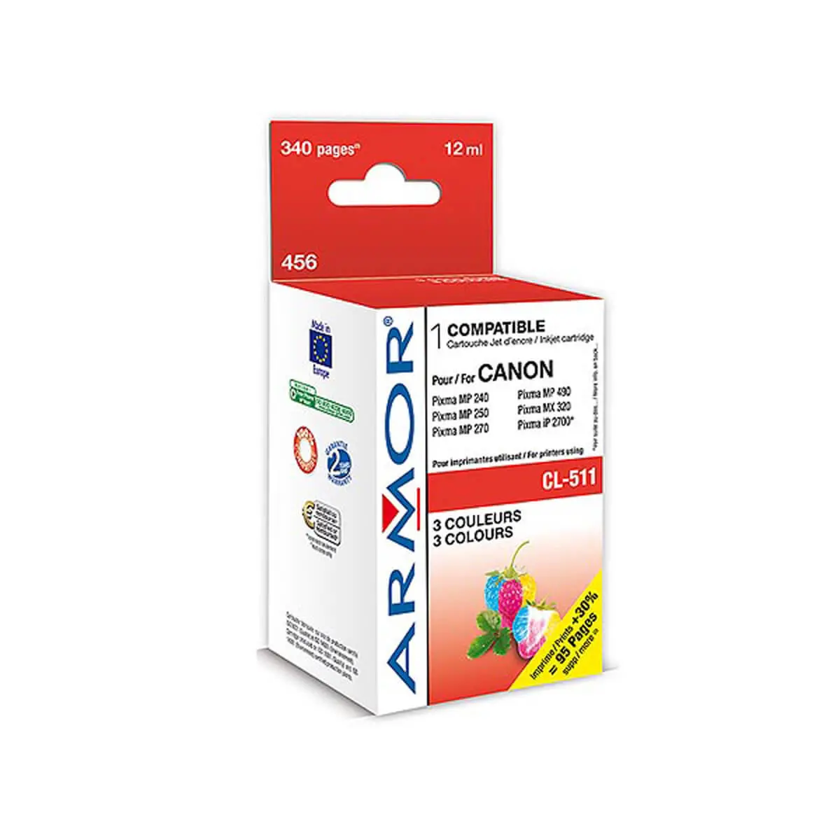 Cartouche Armor 3 couleurs compatible CANON CLI511 photo du produit