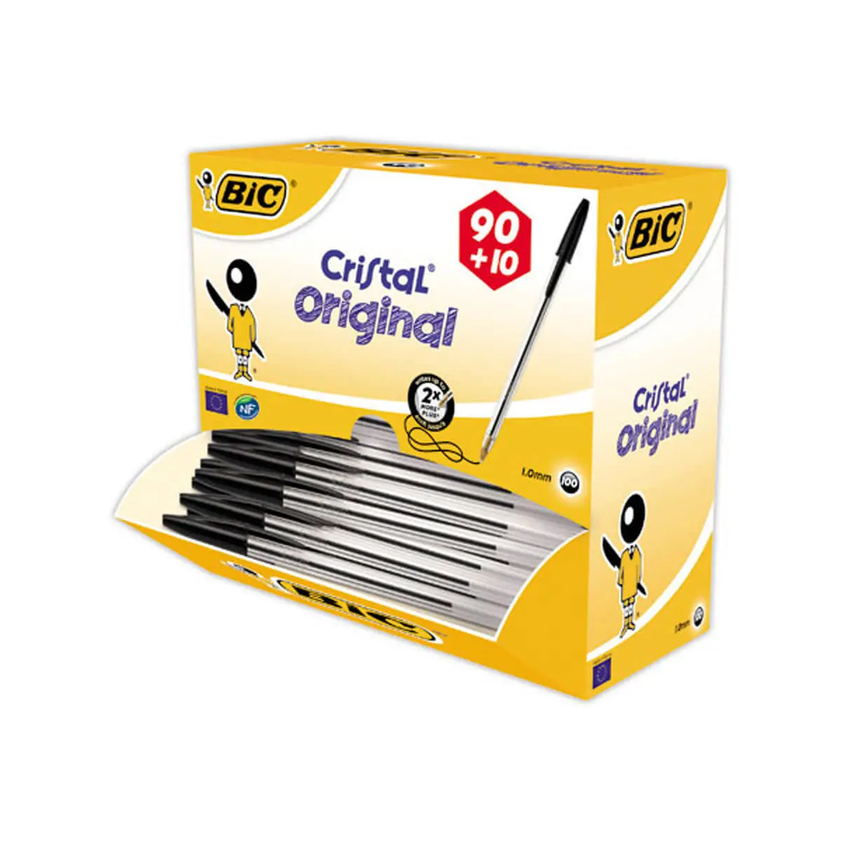 100 Stylos bille noirs Cristal - BIC photo du produit