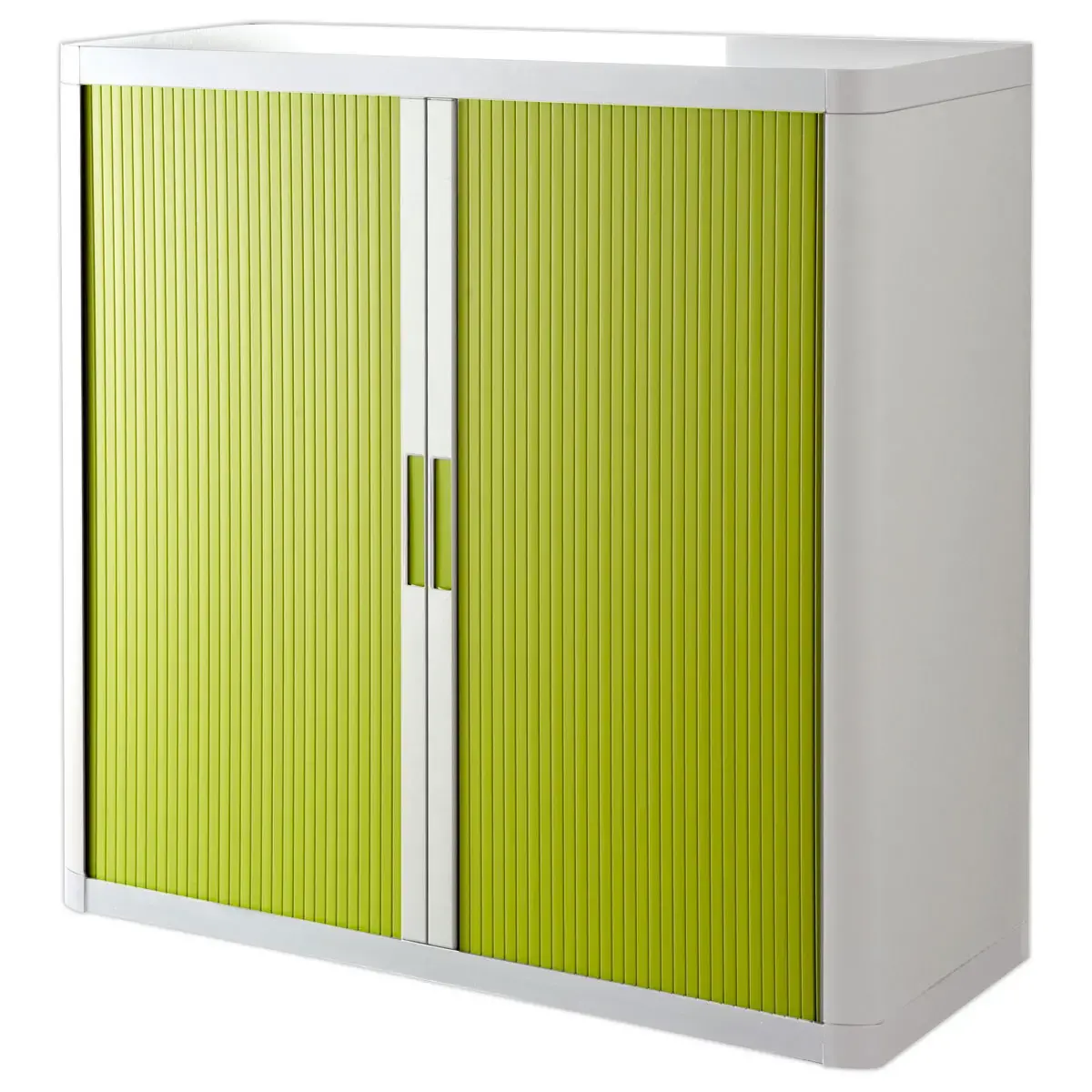 Armoire basse à rideaux Easyoffice - Blanc et vert anis - Paperflow photo du produit