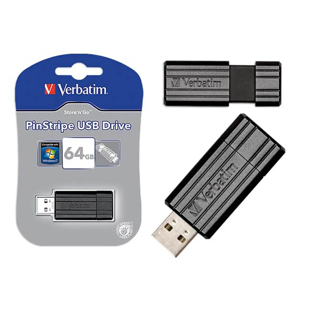 Clé USB 2.0 Pinstripe - VERBATIM - 64 Go photo du produit