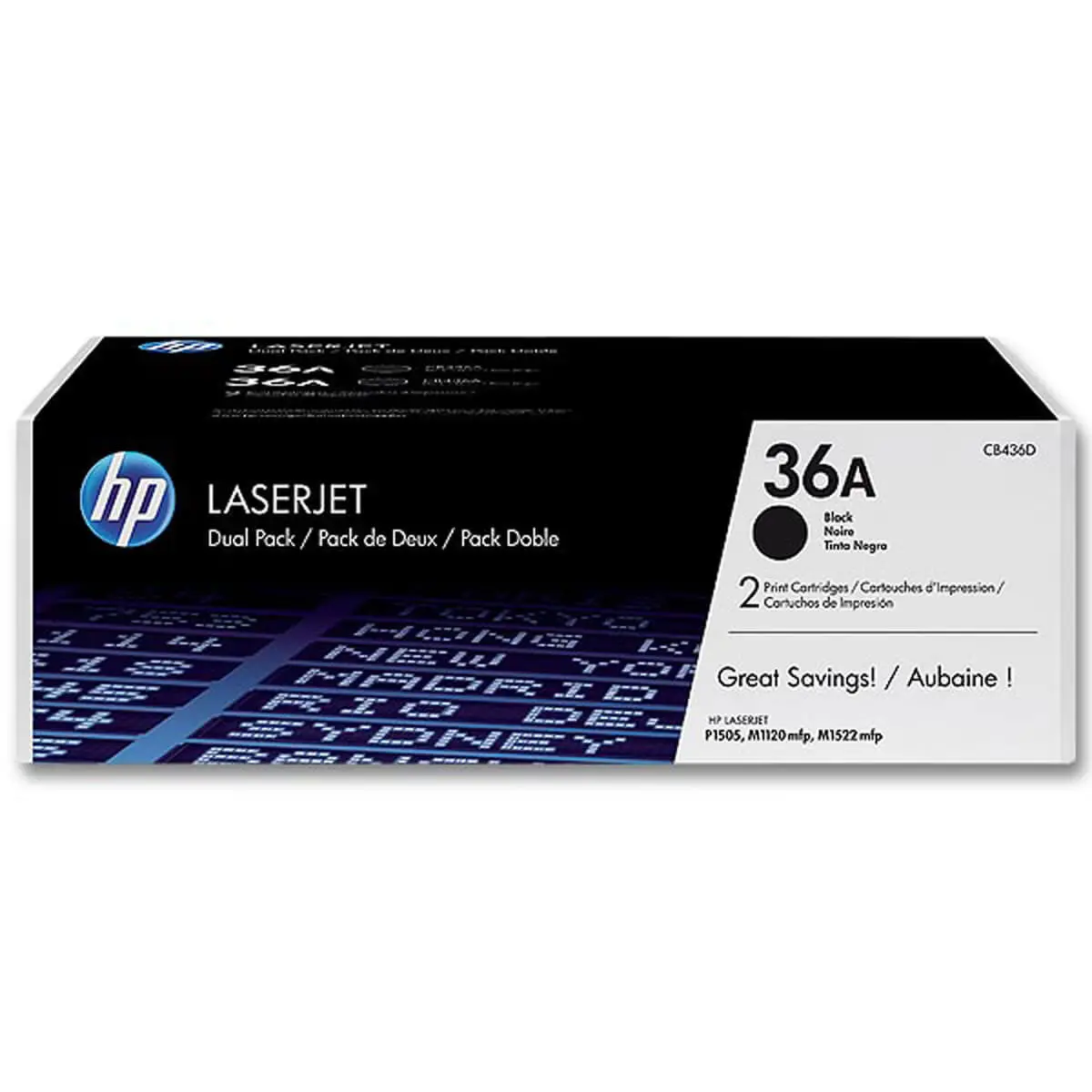 2 HP 36A CB436AD pack de 2 toners noirs photo du produit