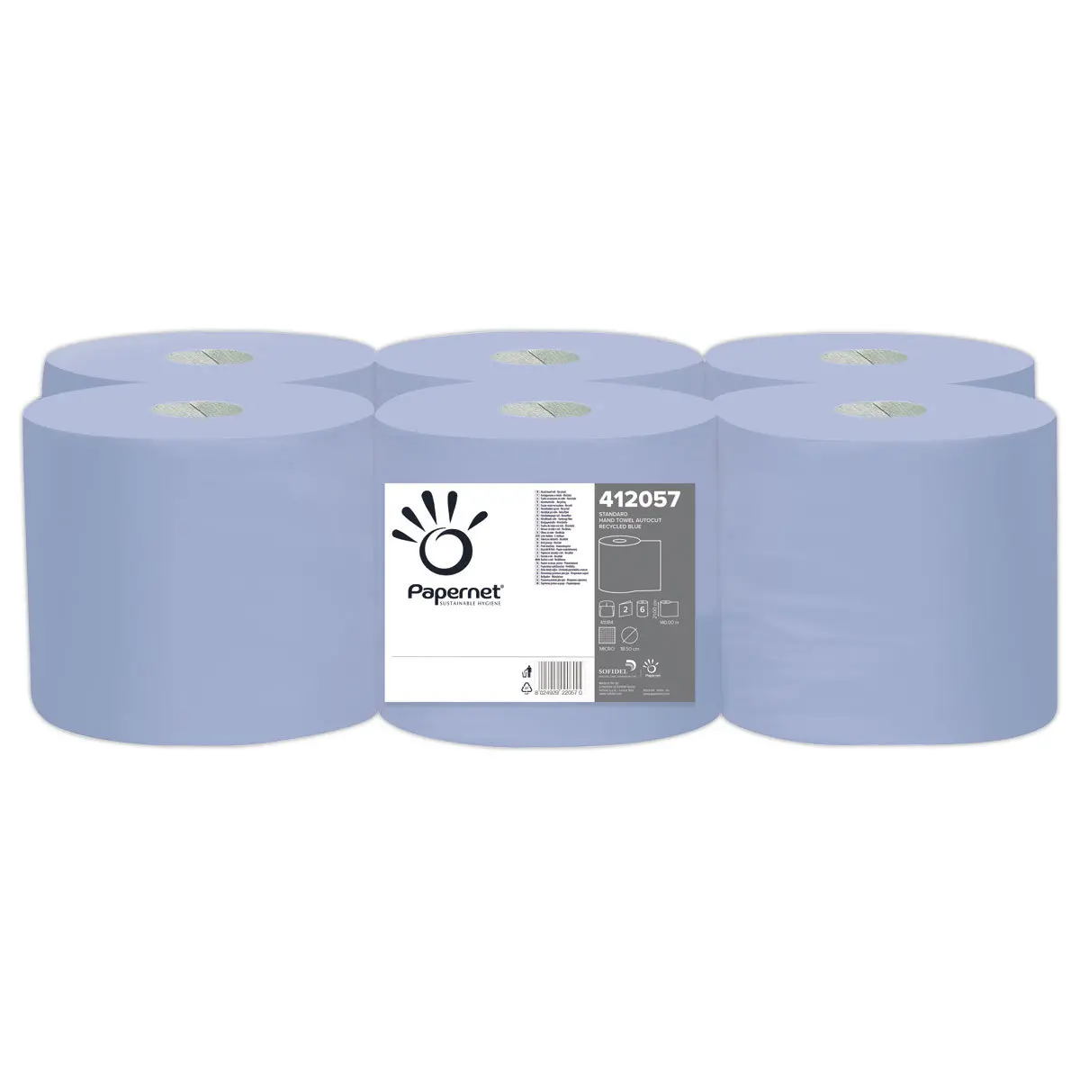 6 Rouleaux d'essuie-mains bleu - Papernet photo du produit