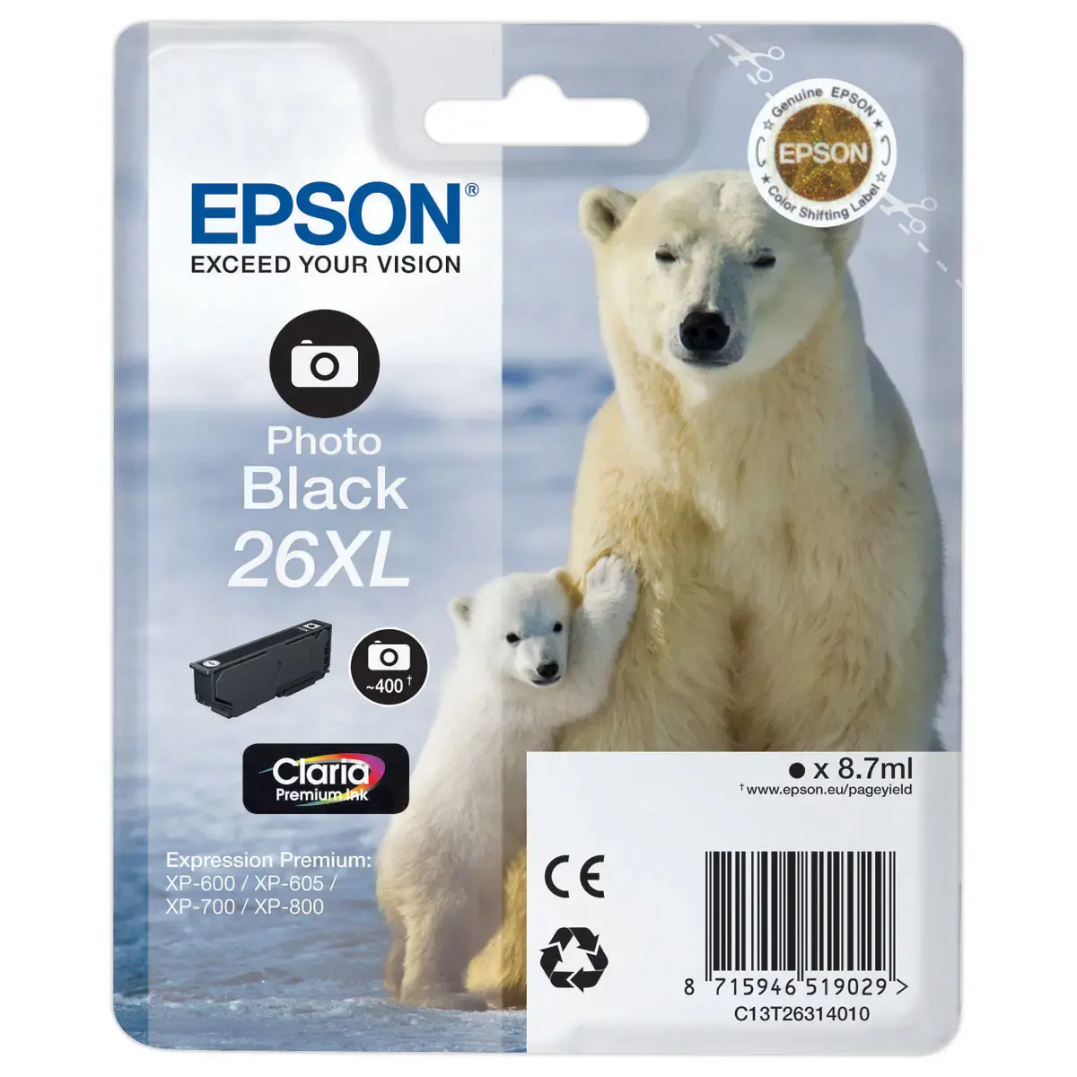Cartouche T2631 - Noir photo - Epson photo du produit