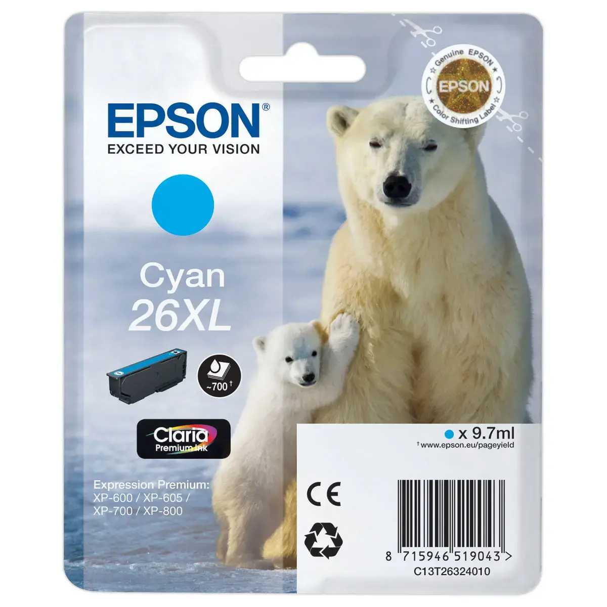 Cartouche Epson T2632 cyan photo du produit