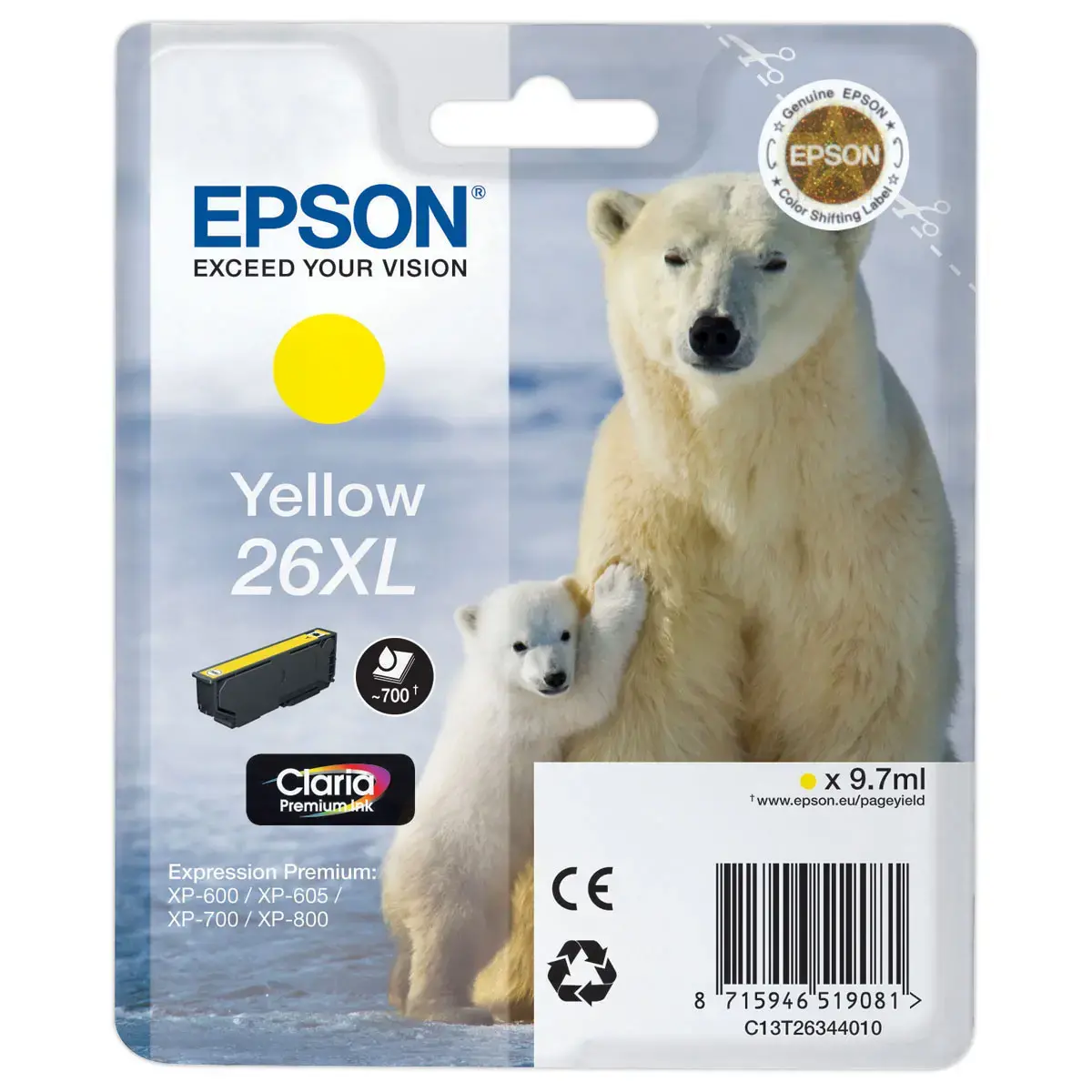 Cartouche Epson T2634 jaune photo du produit