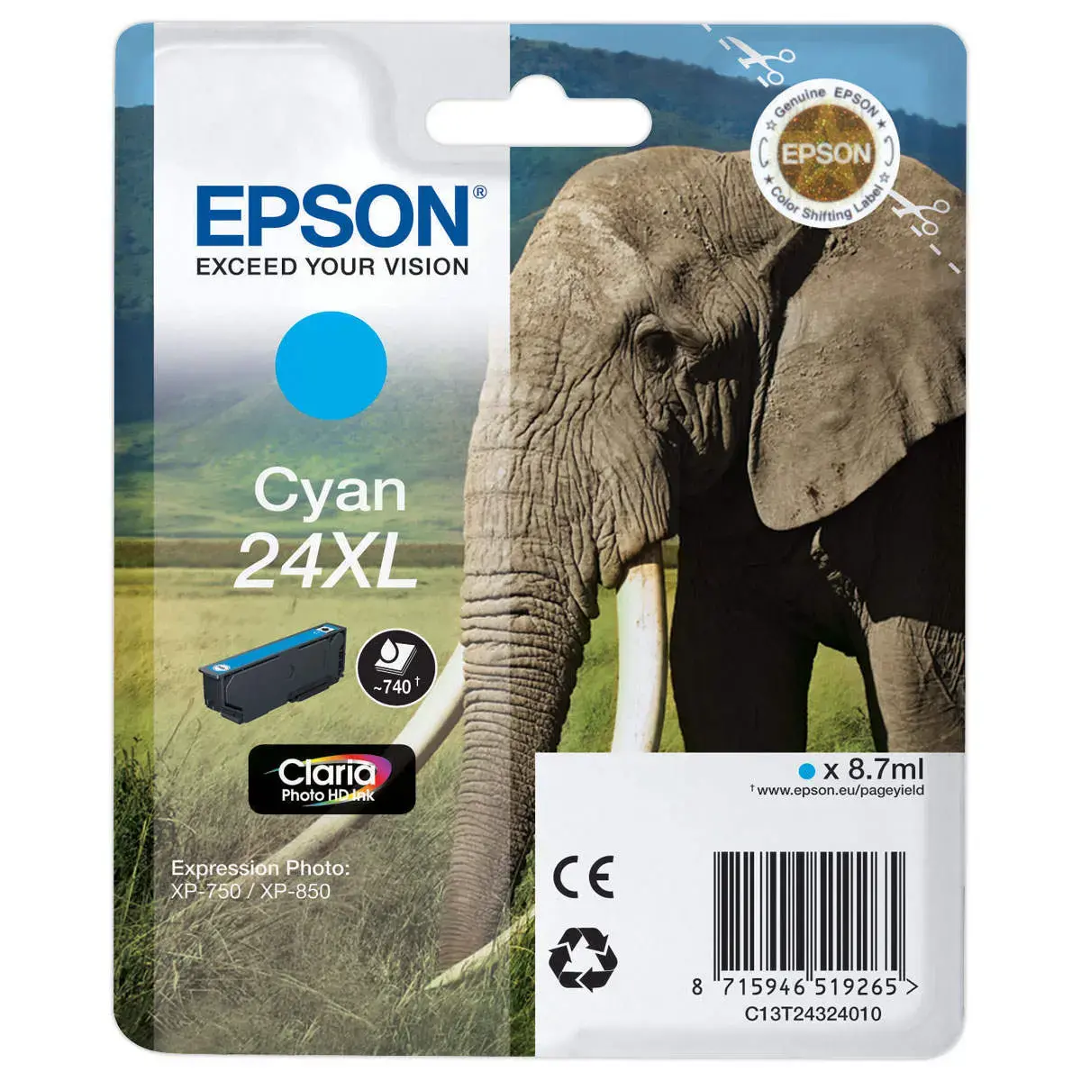 Cartouche Epson T2432 cyan photo du produit