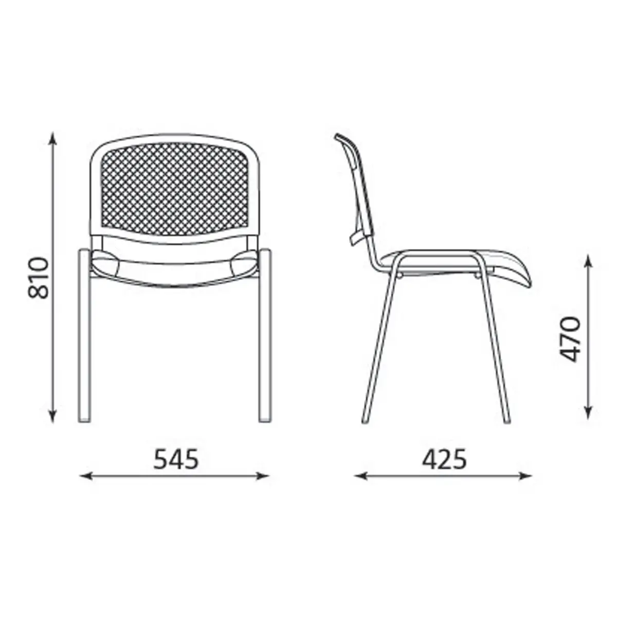 Chaise confort Iso - Assise bleu gris et dossier résille noir photo du produit