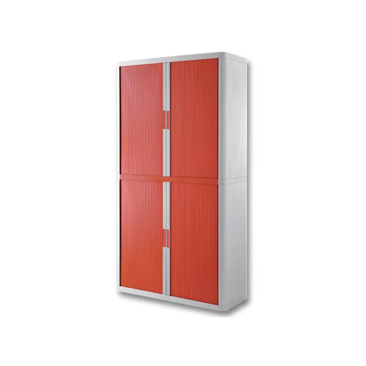 Armoire haute à rideaux Easyoffice - Blanc et rouge - Paperflow photo du produit