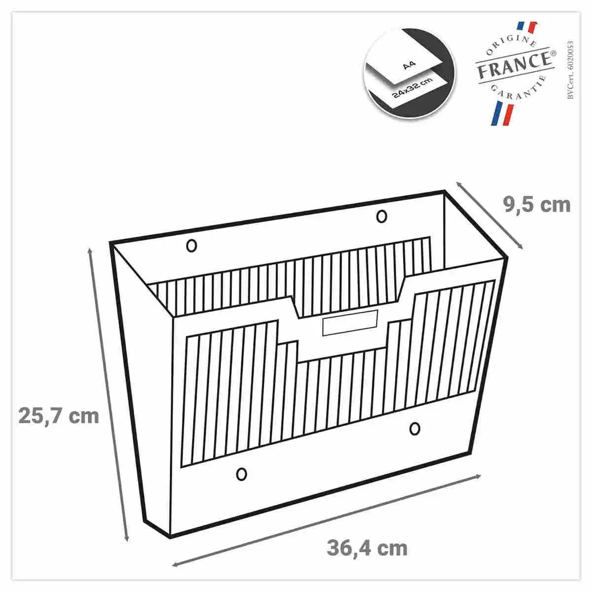 Corbeille murale ajourée  - Gris - CEP photo du produit