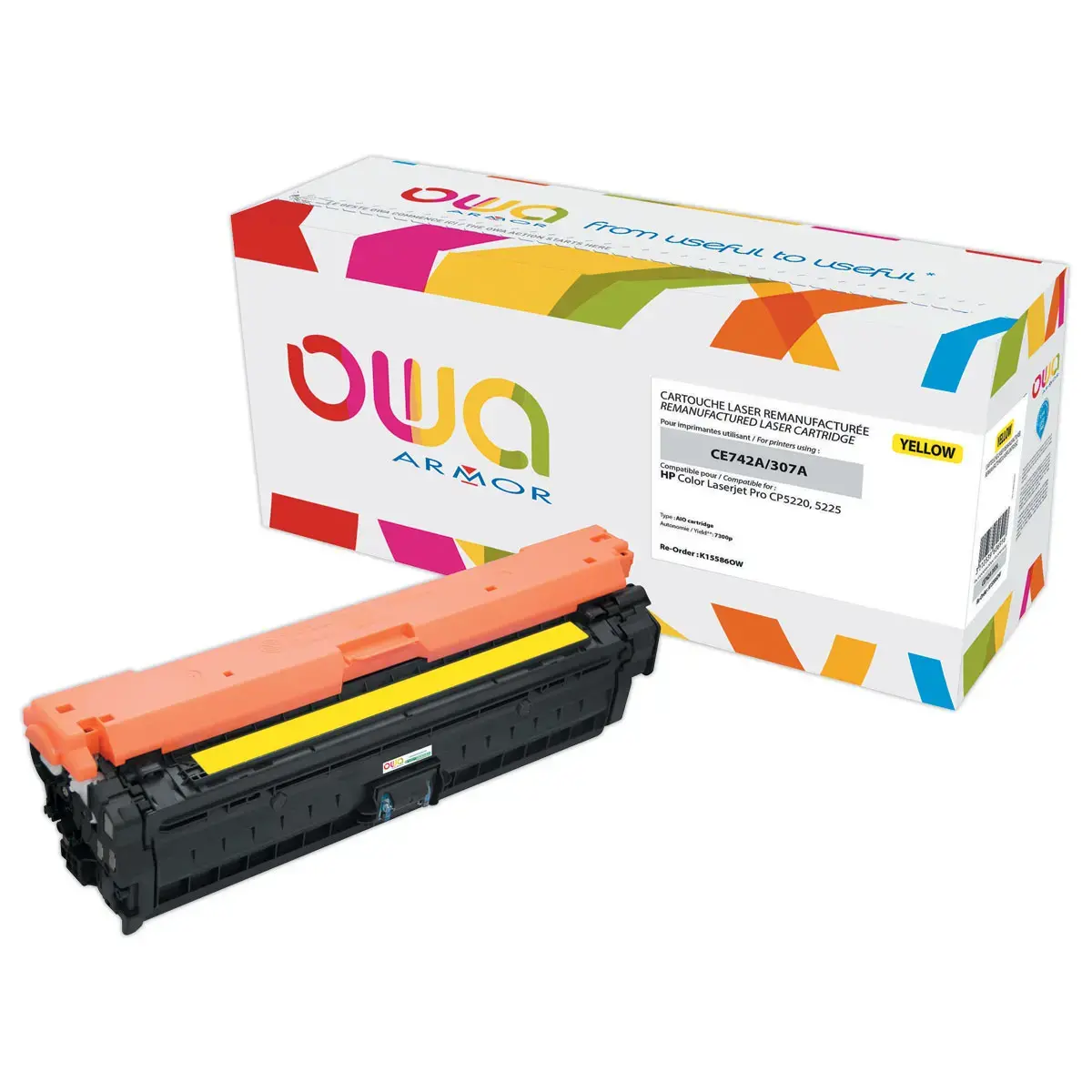 Toner éq. HP CE742A - Jaune - OWA photo du produit