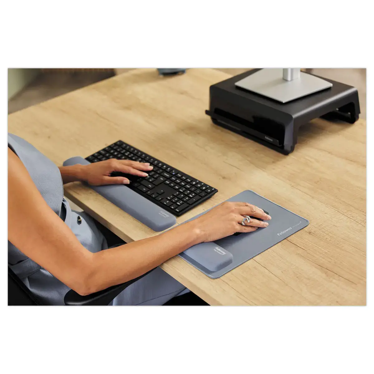 Tapis de souris avec repose-poignet Breyta - Bleu gris - FELLOWES photo du produit