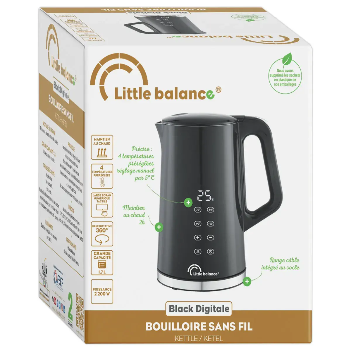 Bouilloire digitale - Noir - Little Balance photo du produit
