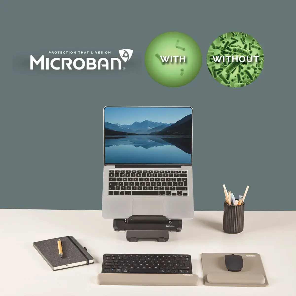 Repose-poignets clavier compact Breyta - Sable - Fellowes photo du produit