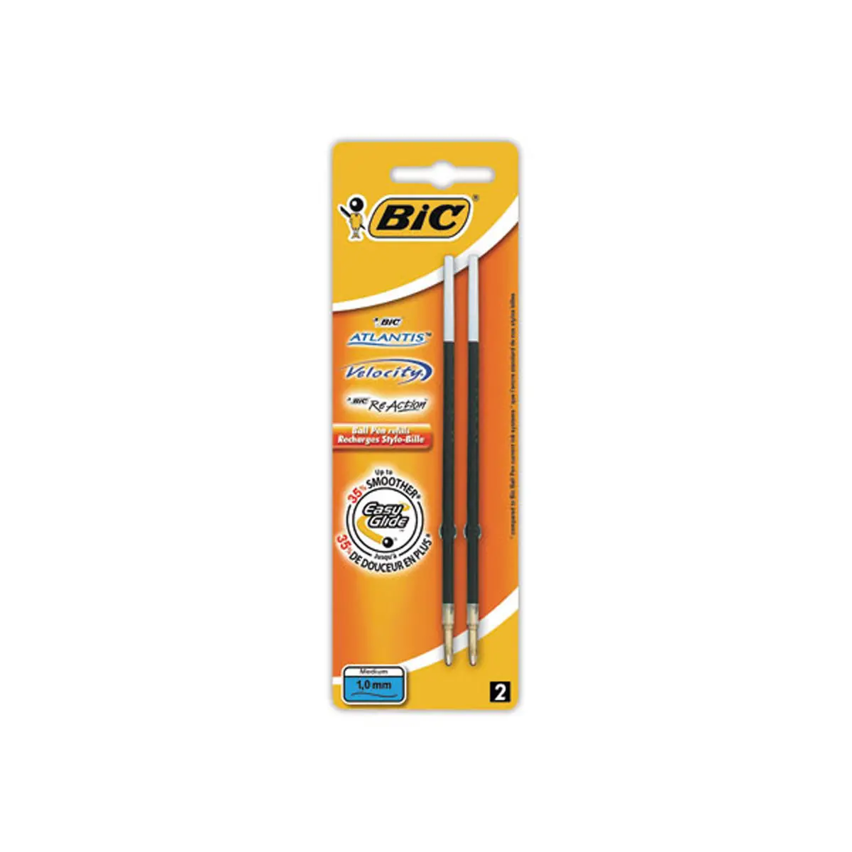Blister de 2 Recharges pour stylo Bille BIC - encreeasy glide bleu photo du produit