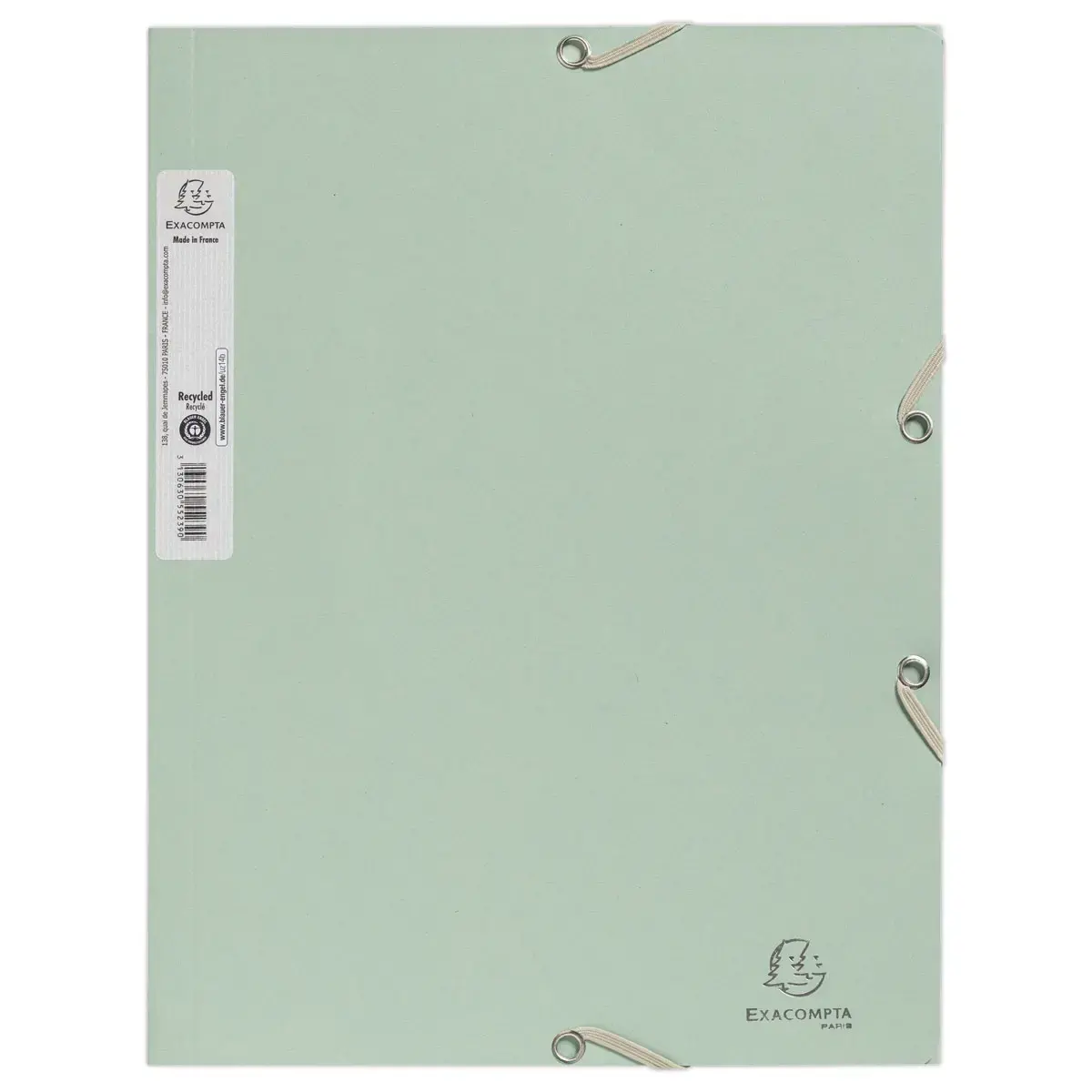 Chemise &eacute;lastique 3 rabats - Carte recycl&eacute;e - Vert sauge - Exacompta photo du produit