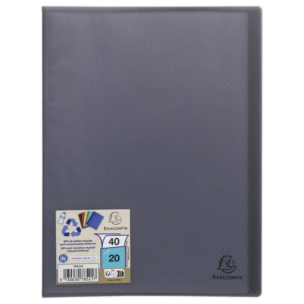 Prot&egrave;ge-documents plastique recycl&eacute; - 40 vues - Noir - Exacompta photo du produit