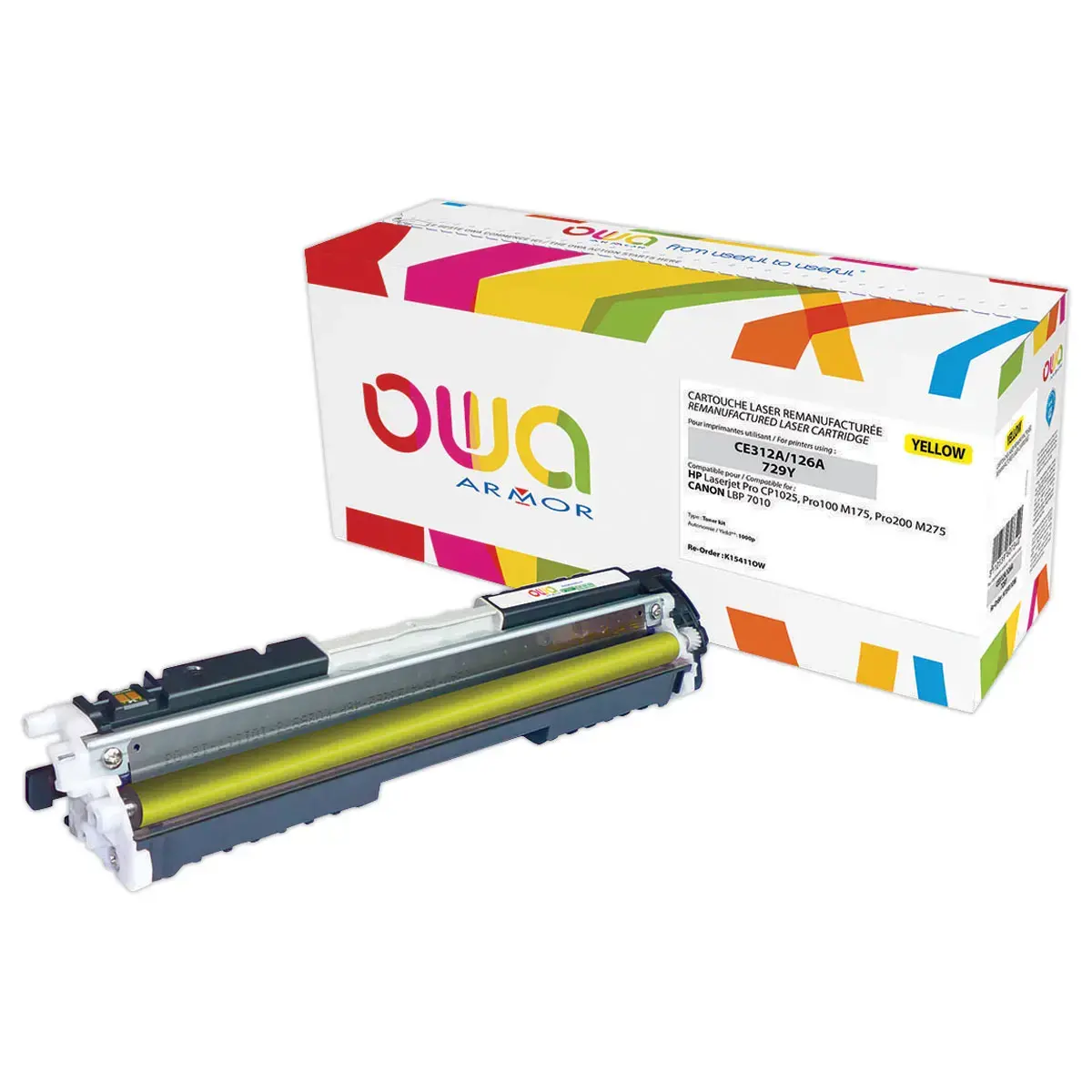 Toner Armor jaune compatible HP CE312A photo du produit