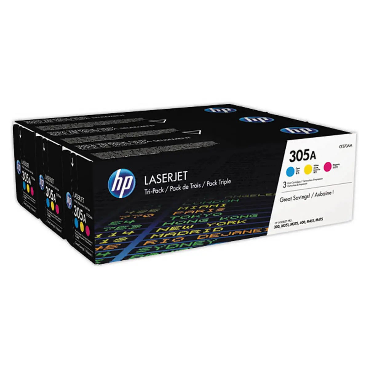3 Toners HP 305A LaserJet - CF370AM - Couleurs - HP photo du produit