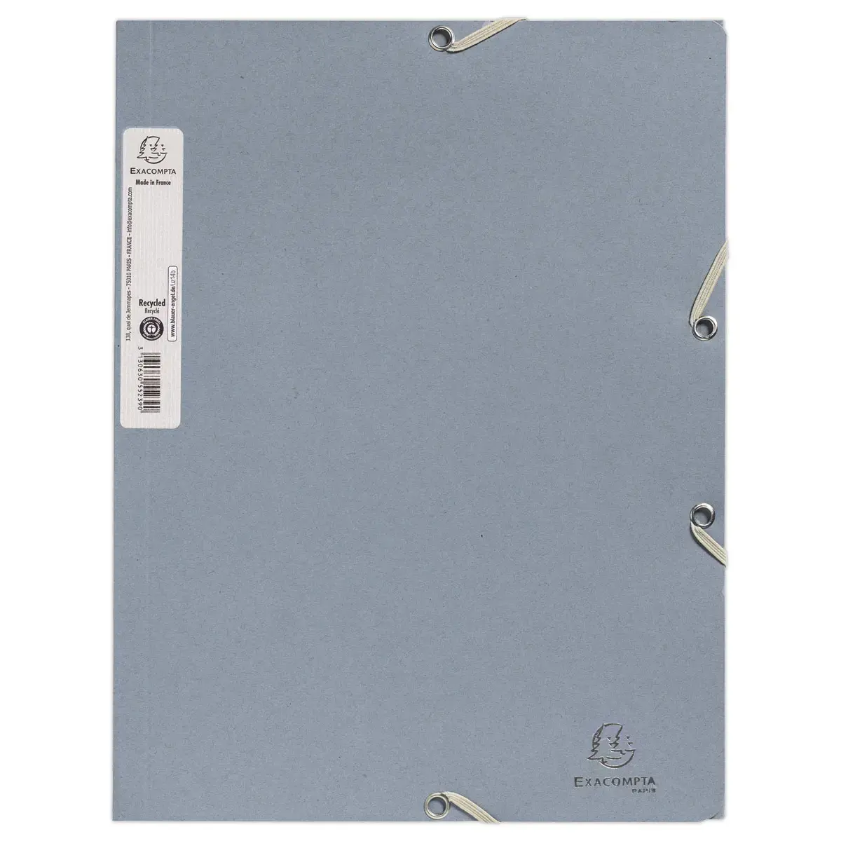 Chemise élastiques 3 rabats - Carte recyclée - Bleu gris - Exacompta photo du produit