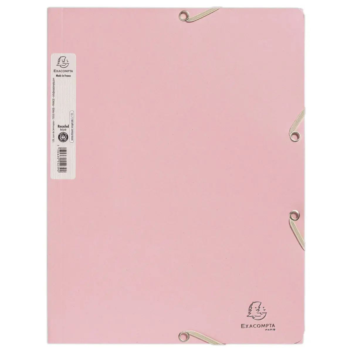 Chemise &eacute;lastiques 3 rabats - Carte recycl&eacute;e - Rose - Exacompta photo du produit