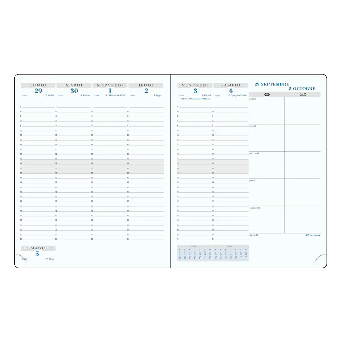 Agenda semainier  Winner - 18,5x22,5 cm - Bleu fonc&eacute; - Septembre &agrave; septembre - EXACOMPTA photo du produit