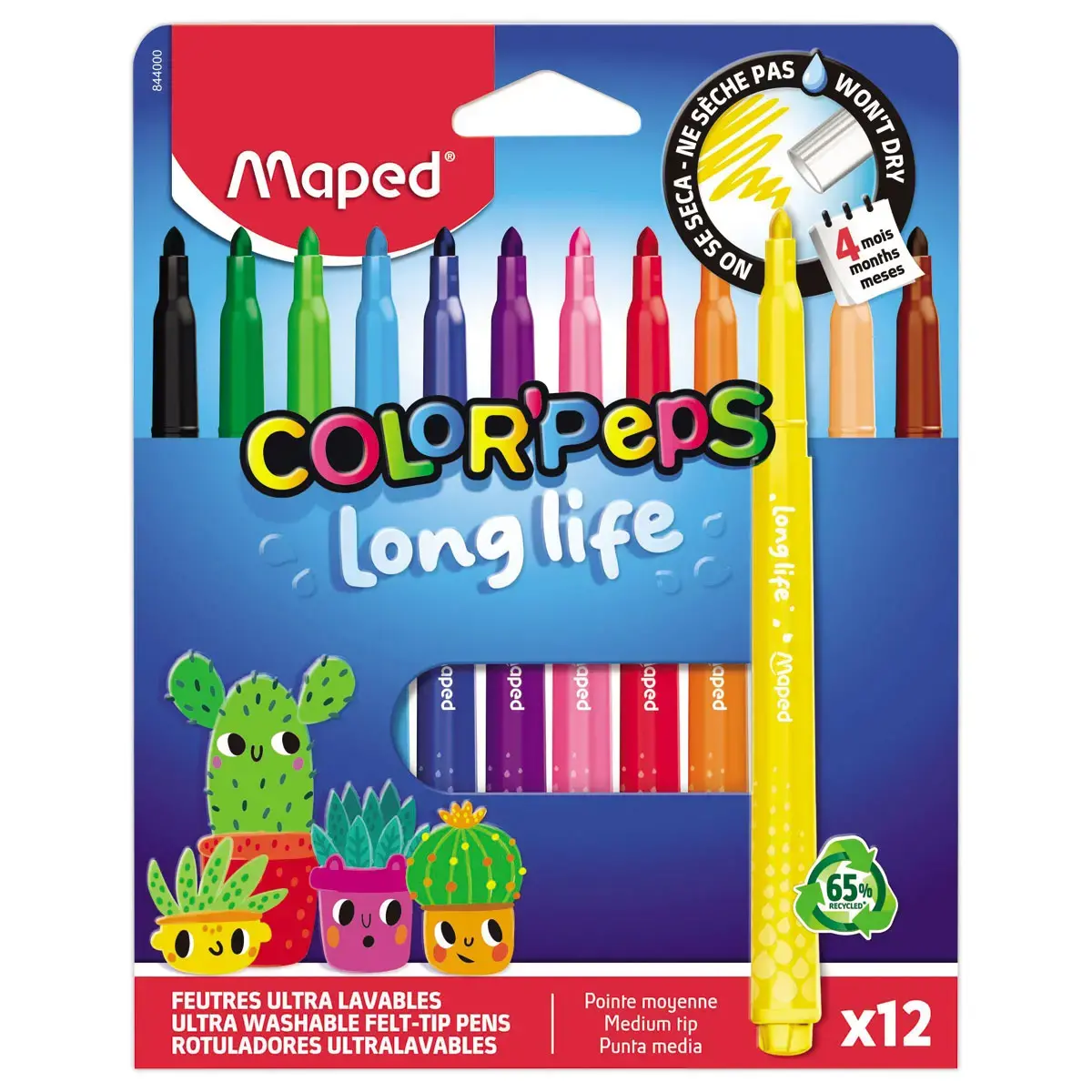 12 Feutres Long Life - Pointe moyenne - Maped photo du produit