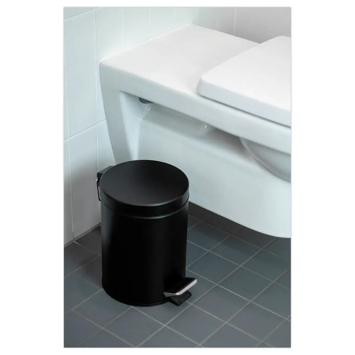 Collecteur &agrave; p&eacute;dale avec bac int&eacute;rieur en plastique - 5L - Noir photo du produit