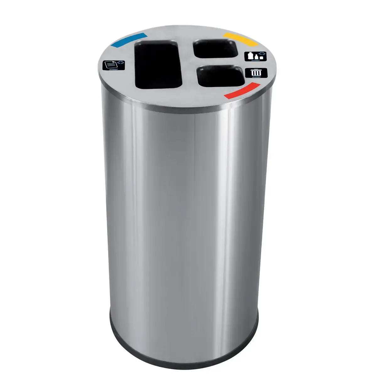 Collecteur tri sélectif - 3 compartiments - 60L - Inox satiné photo du produit