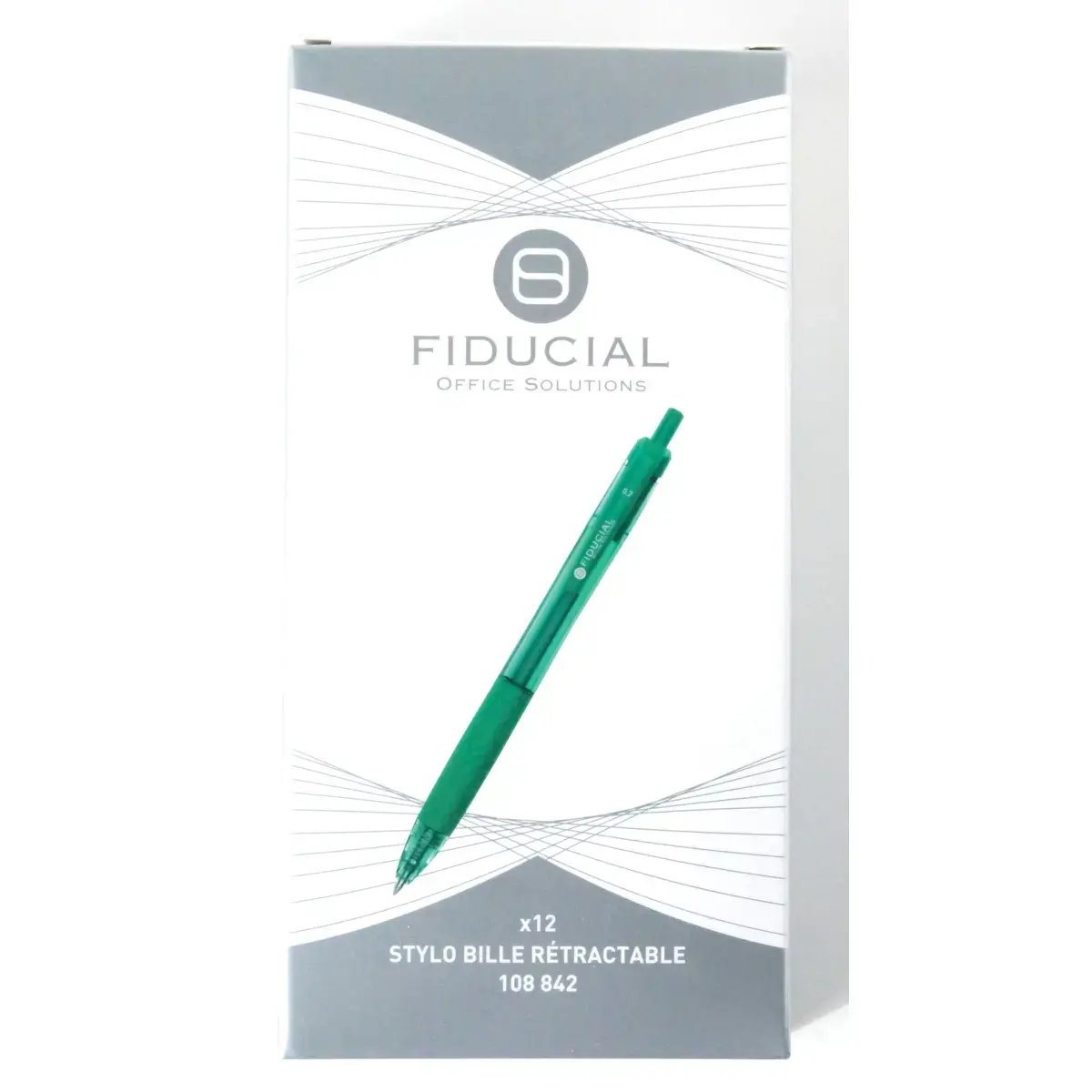 Stylo bille r&eacute;tractable - Avec grip - Ecriture moyenne - Vert - Fiducial photo du produit