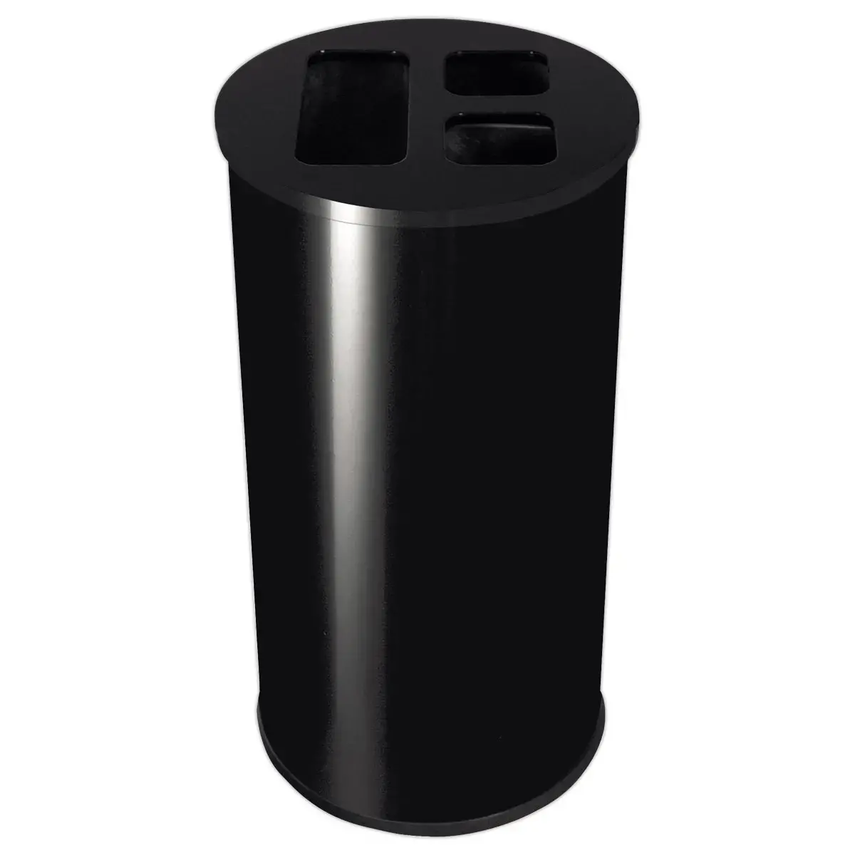 Collecteur tri s&eacute;lectif  - 3 compartiments - 60L - Noir. photo du produit