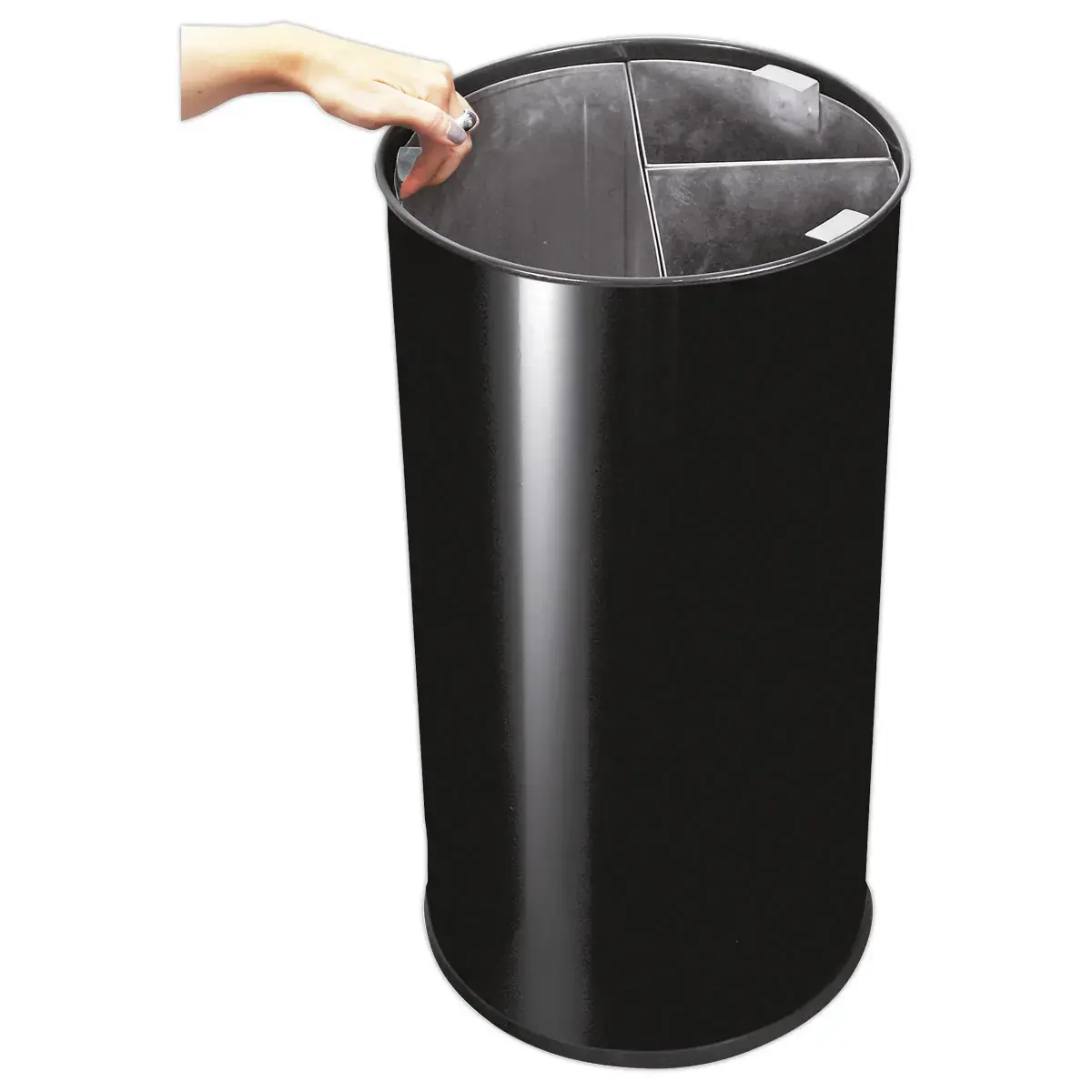 Collecteur tri s&eacute;lectif  - 3 compartiments - 60L - Noir. photo du produit