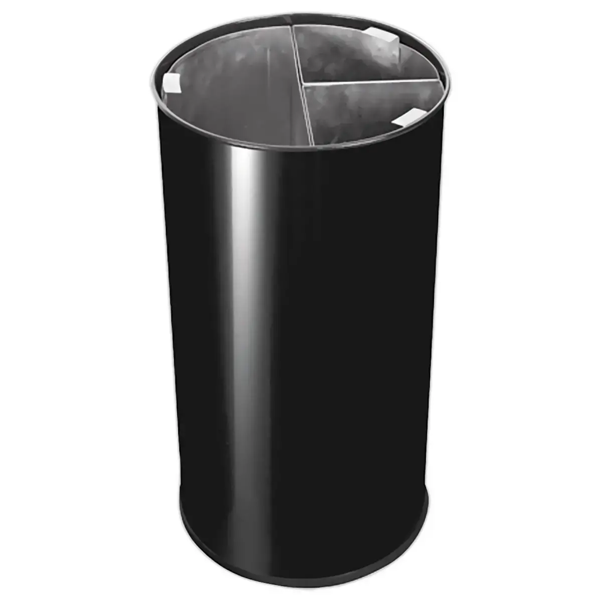 Collecteur tri s&eacute;lectif  - 3 compartiments - 60L - Noir. photo du produit
