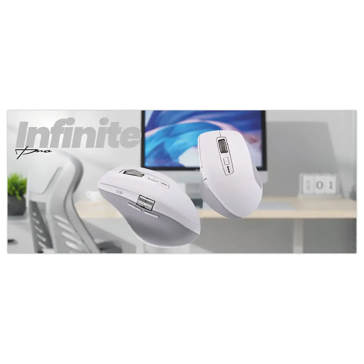 Souris sans fil INFINITEPRO - Rechargeable - Blanc - T'NB photo du produit