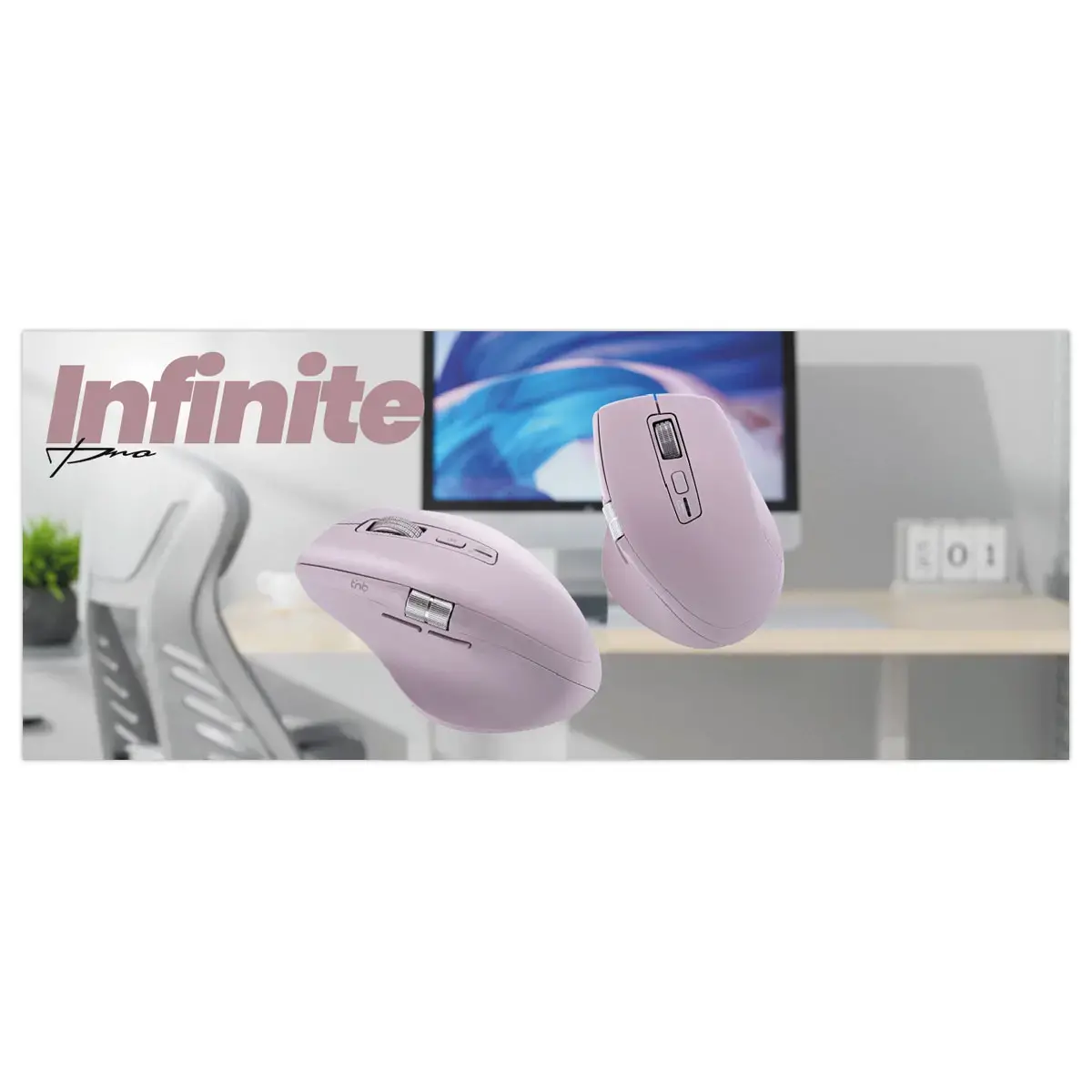 Souris sans fil INFINITEPRO - Rechargeable - Rose - T'NB photo du produit