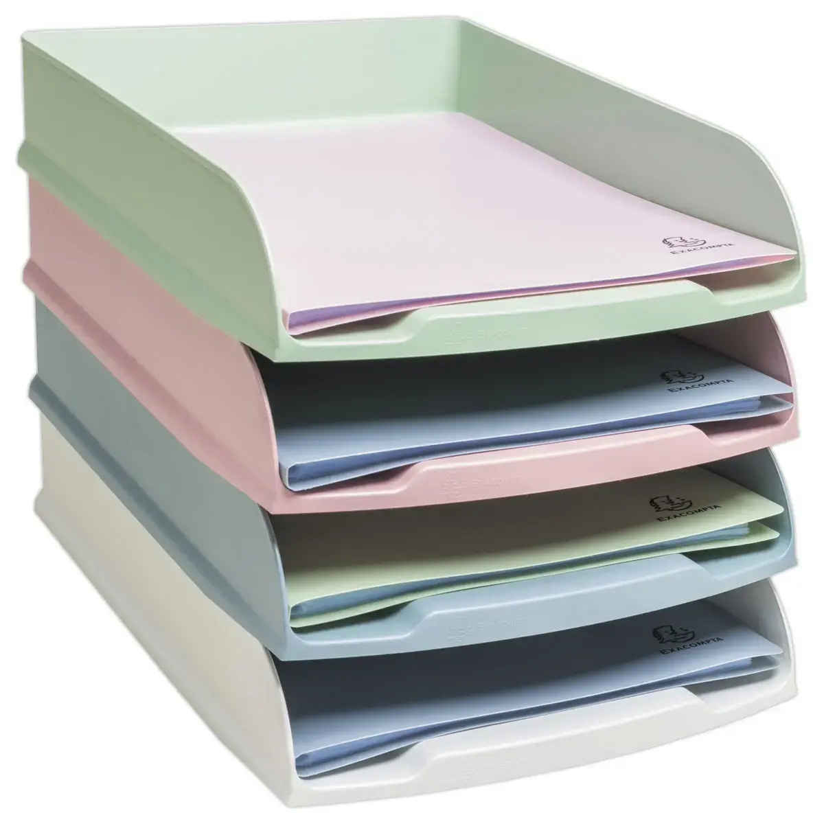 4 Corbeilles &agrave; courrier Autentik - Couleurs assorties - Exacompta photo du produit