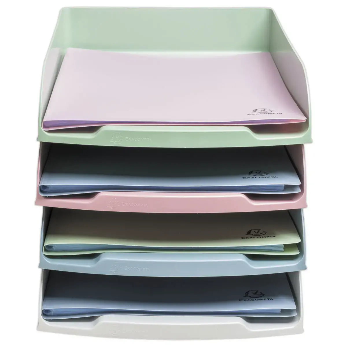 4 Corbeilles &agrave; courrier Autentik - Couleurs assorties - Exacompta photo du produit