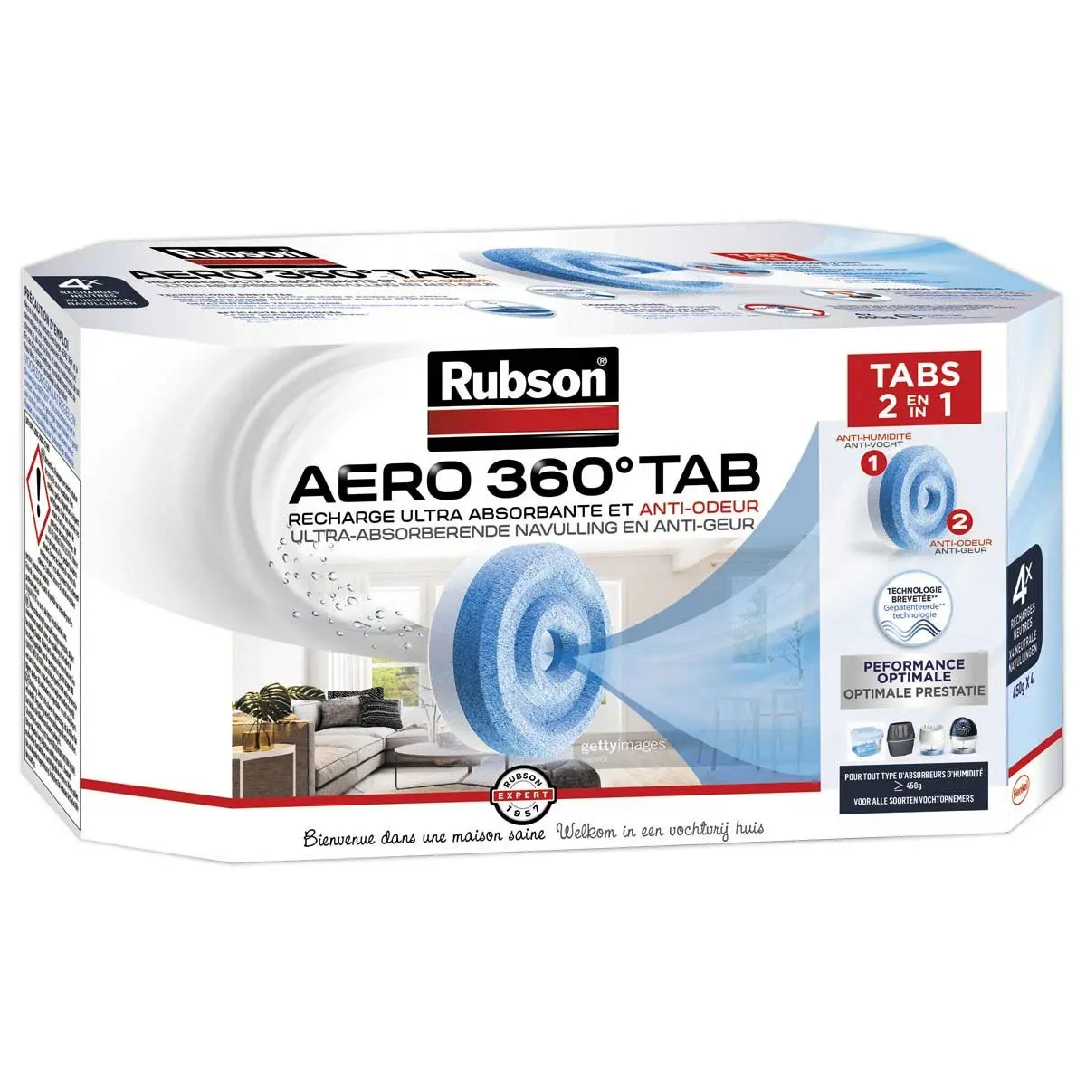 Recharges pour absorbeur d'humidité Aero 360 - boîte de 4 - Rubson