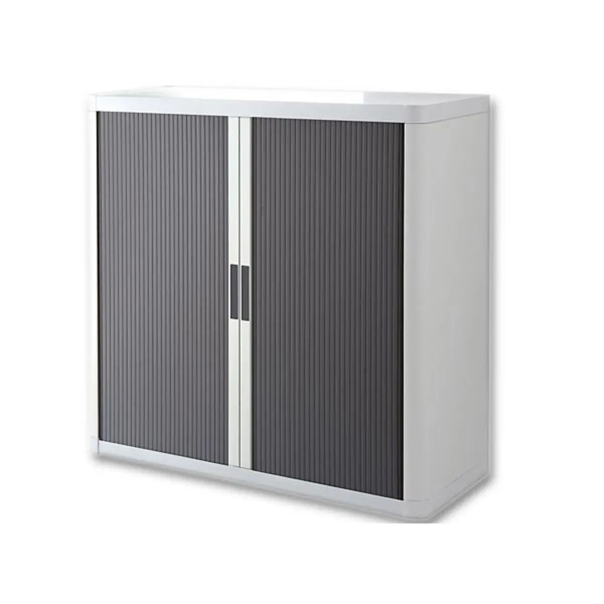 Armoire basse &agrave; rideaux Easyoffice blanc et anthracite - 1 m - PAPERFLOW photo du produit