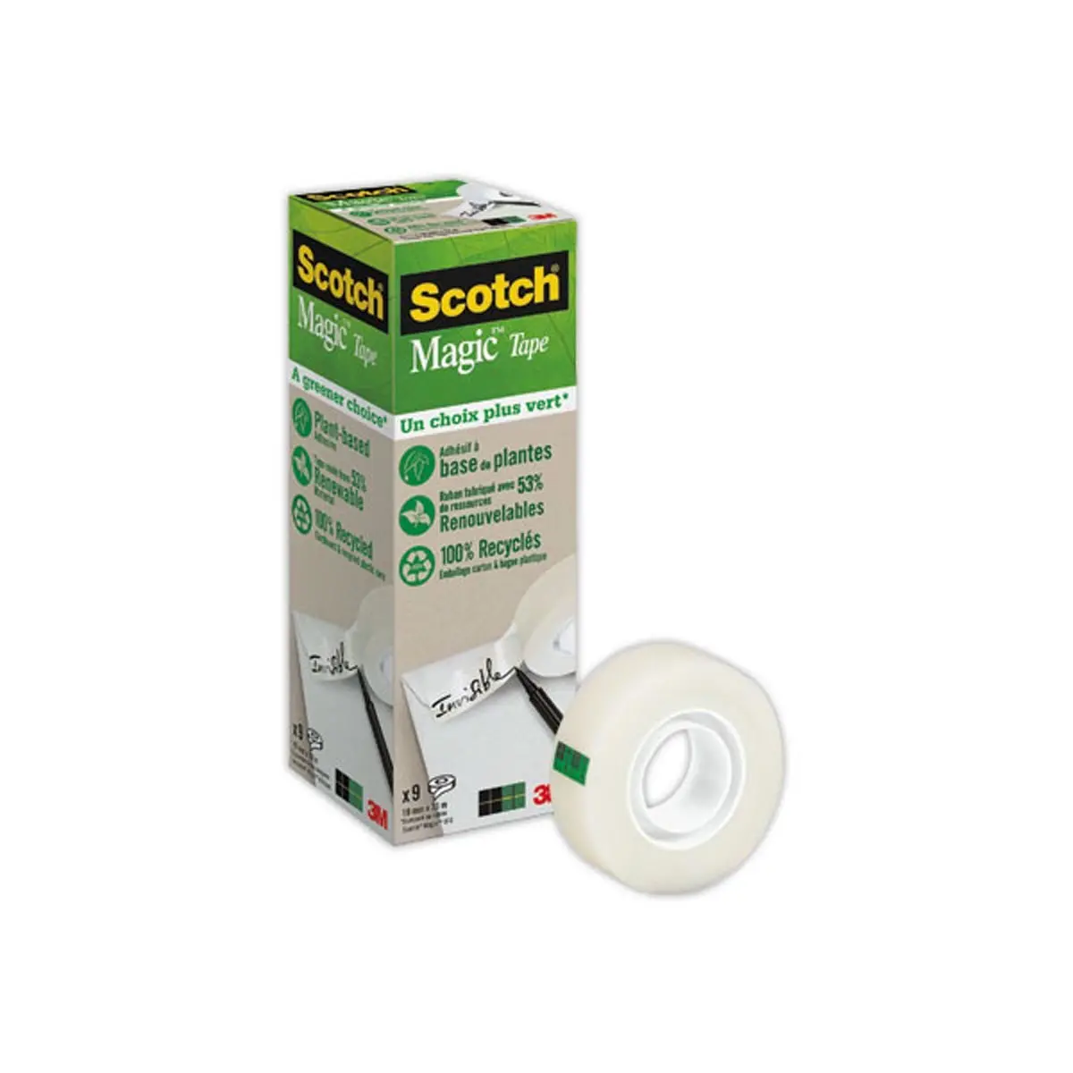 9 Rouleaux d'adhésif invisible Magic 900 - 33 m x 19 mm - 3M SCOTCH photo du produit
