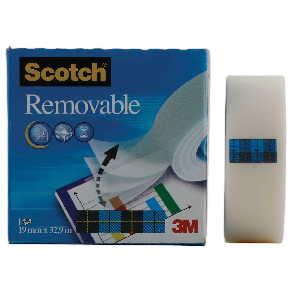 Rouleau d'adh&eacute;sif invisible et repositionnable - SCOTCH Magic 811 - 33 m x 19 mm photo du produit