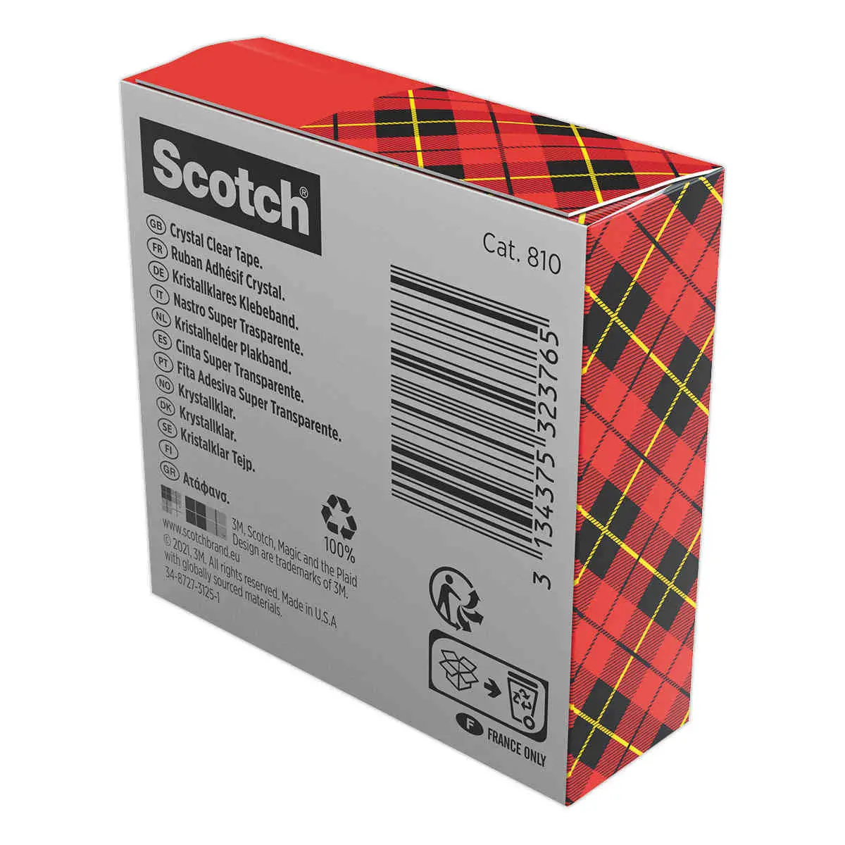 Rouleau d'adhésif transparent SCOTCH Crystal 600 - 33 m x 19 mm photo du produit