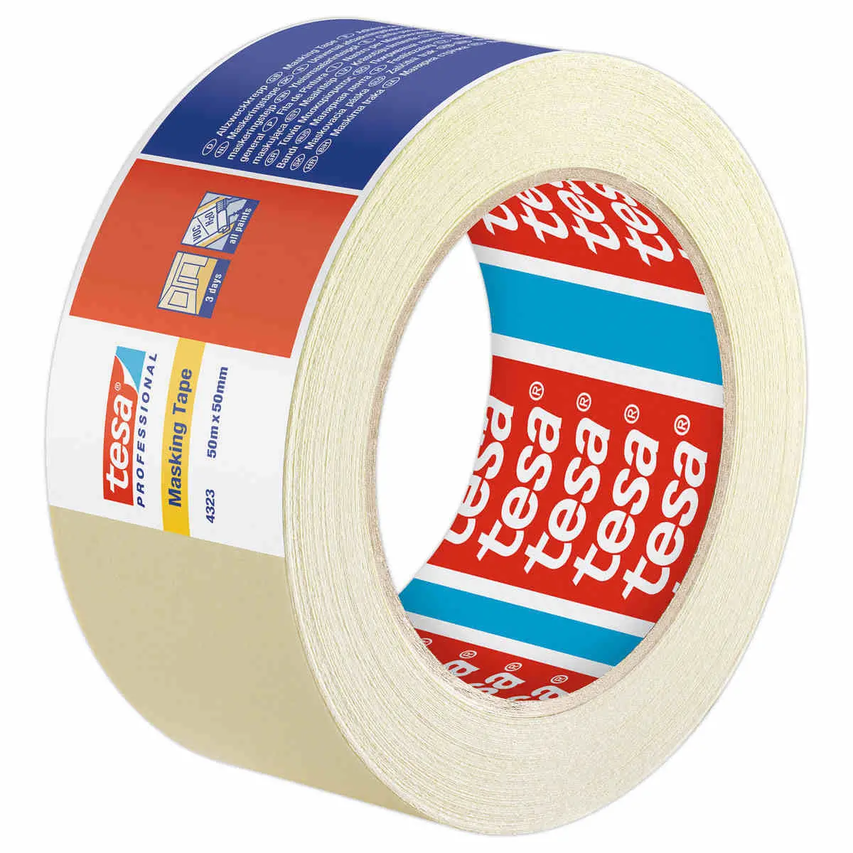 Rouleau d'adhésif de fixation en papier crêpé TESA - 50 m x 50 mm photo du produit