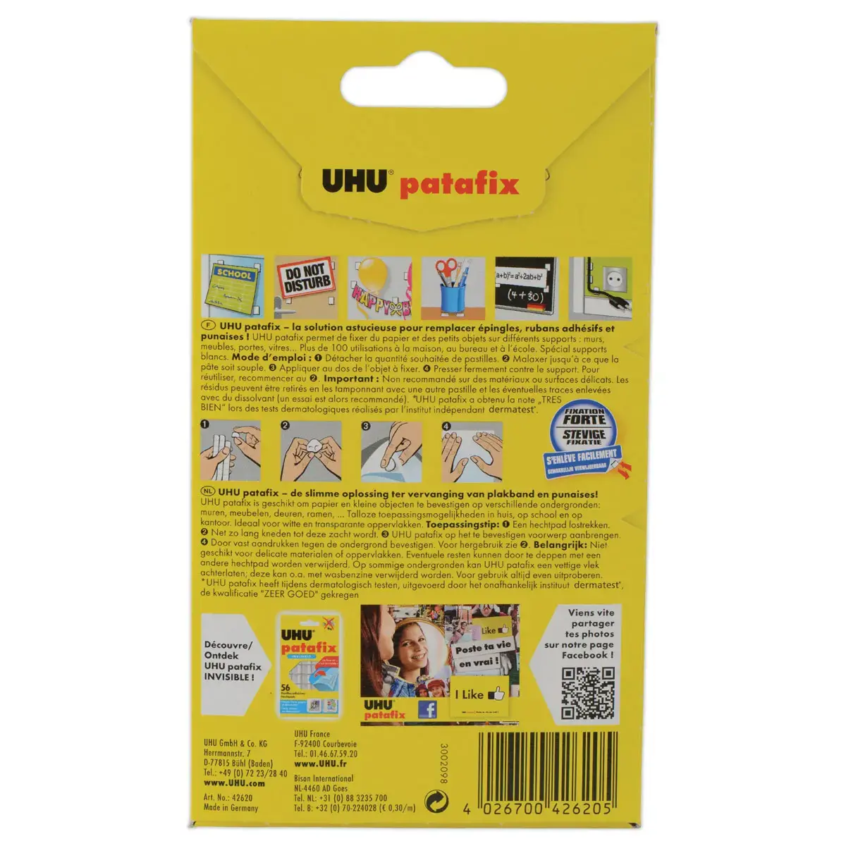 Etui de 80 pastilles adhésives Patafix - Blanc - UHU photo du produit
