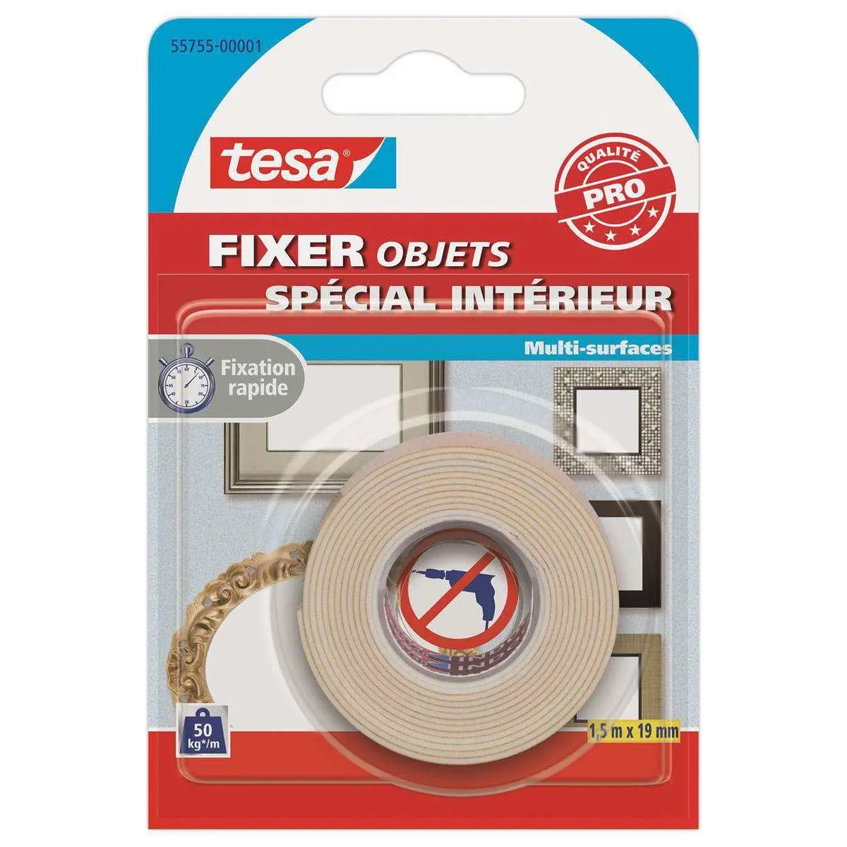 1 Rouleau de mousse adhésive de fixation double face - 1,5 m x 19 mm photo du produit