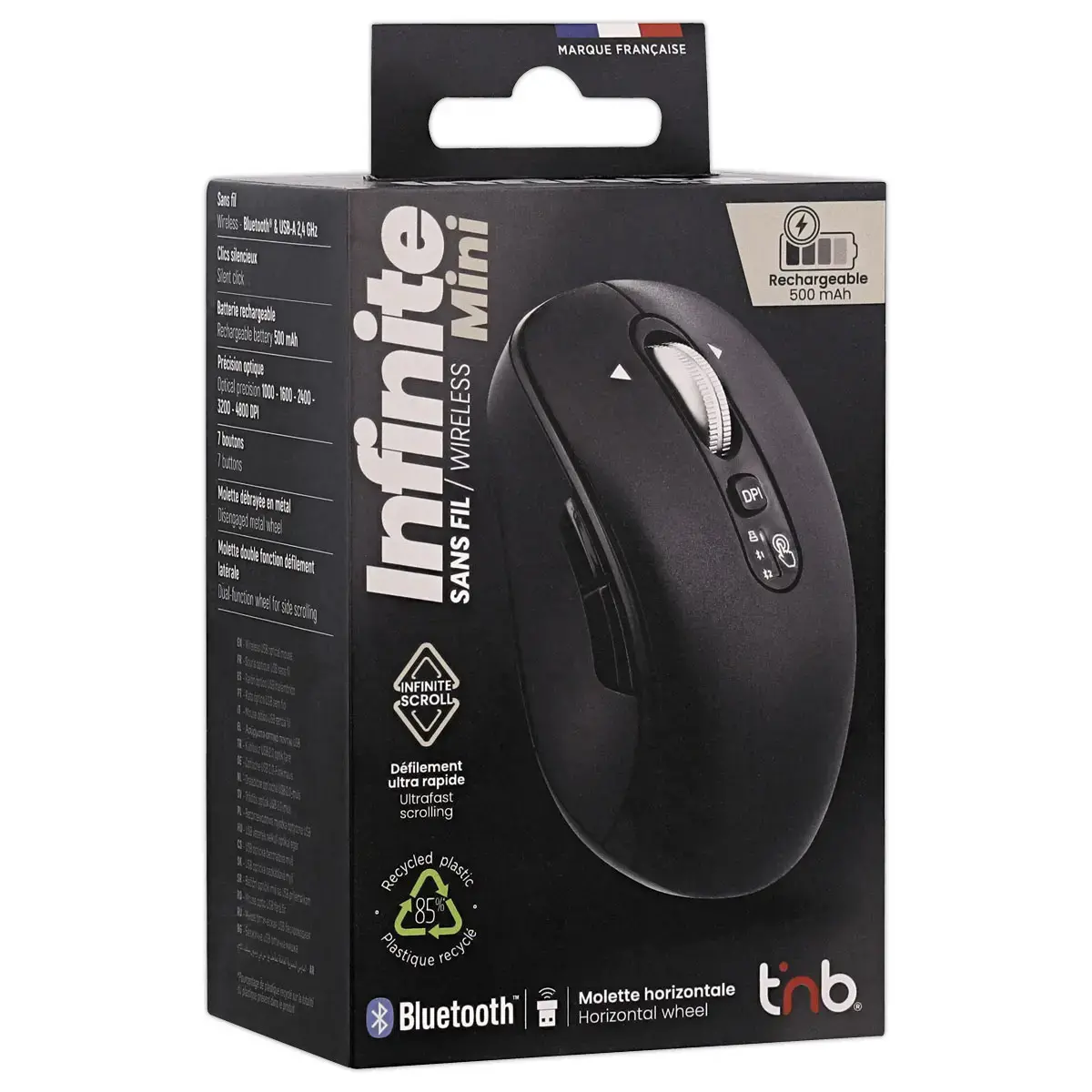 Souris Infinite mini - Rechargeable - Noir - T'NB photo du produit