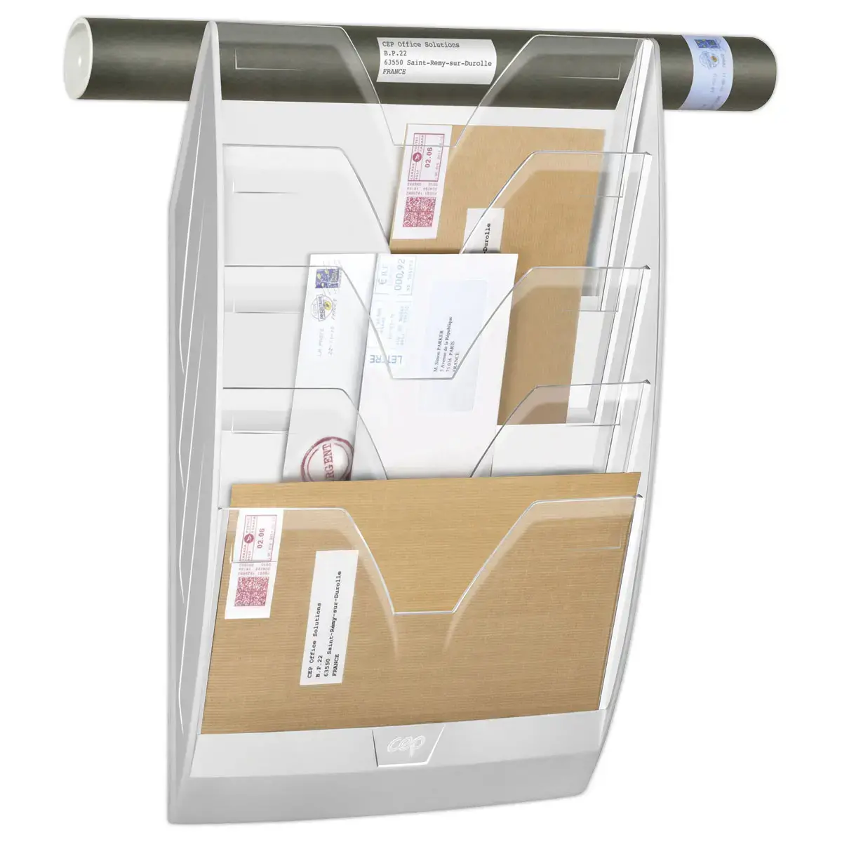 Trieur mural 5 compartiments - cases transparentes - CEP photo du produit