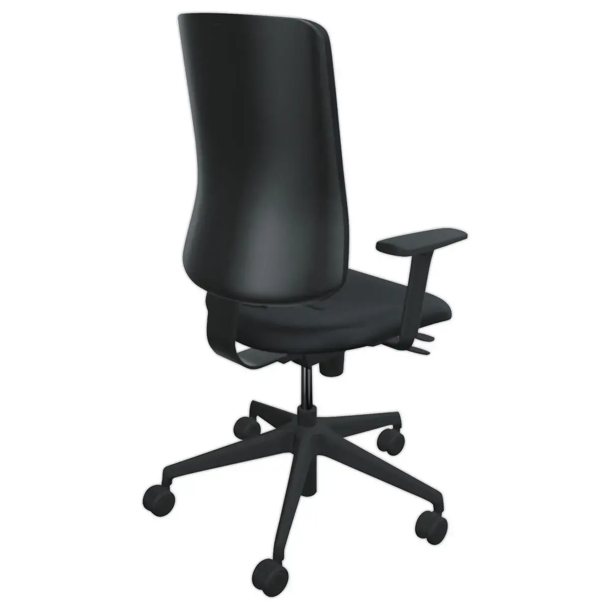 Si&egrave;ge de bureau synchrone ATILA tissu noir avec glissi&egrave;re d'assise et accotoirs 1D  mont&eacute; photo du produit